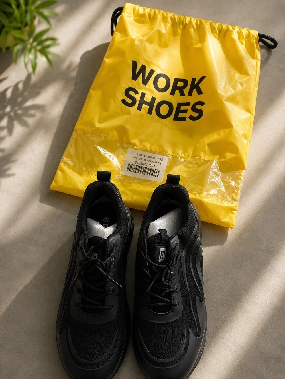 Men's Black Work Shoes - Comfortable All-Day Safety Sneakers